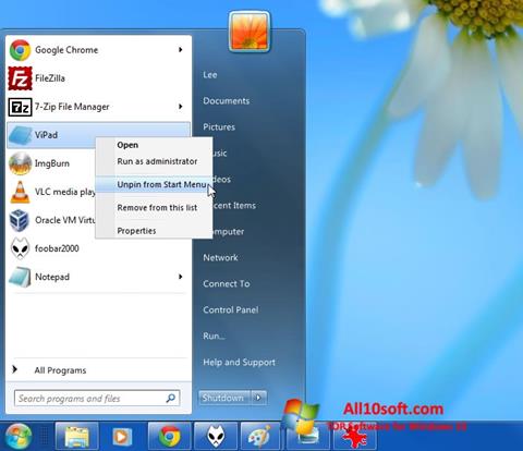 Képernyőkép ViStart Windows 10