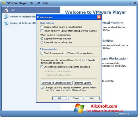 Képernyőkép VMware Player Windows 10