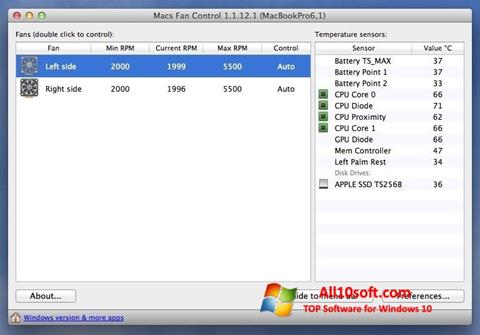 Képernyőkép Macs Fan Control Windows 10