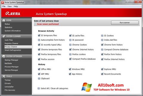 Képernyőkép Avira System Speedup Windows 10