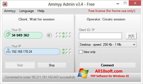 Képernyőkép Ammyy Admin Windows 10