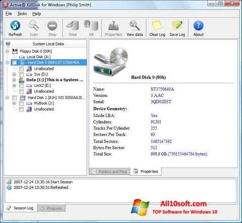 Képernyőkép Active KillDisk Windows 10