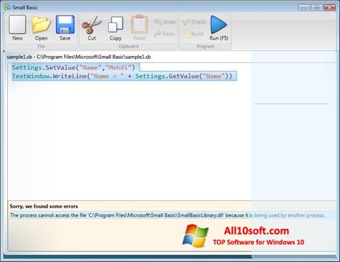 Képernyőkép Small Basic Windows 10