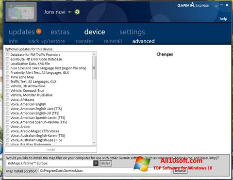 Képernyőkép Garmin Express Windows 10