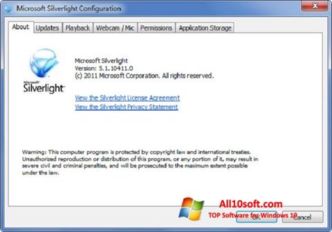 Képernyőkép Microsoft Silverlight Windows 10