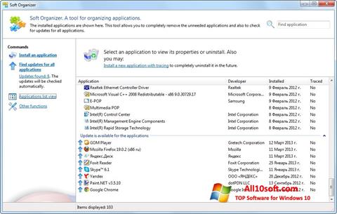 Képernyőkép Soft Organizer Windows 10