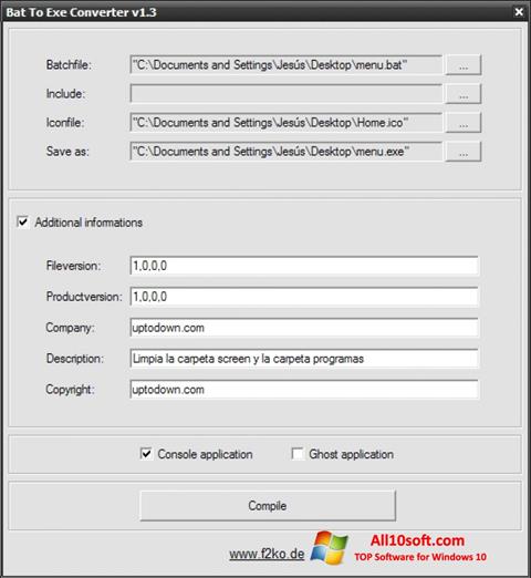 Képernyőkép Bat To Exe Converter Windows 10