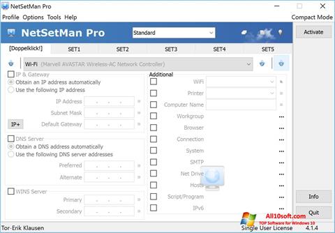 Képernyőkép NetSetMan Windows 10