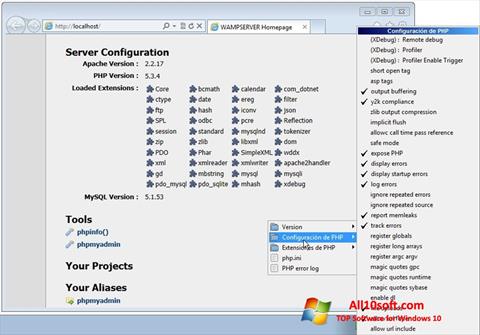 Képernyőkép WampServer Windows 10