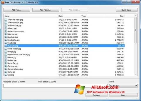 Képernyőkép Free Disc Burner Windows 10