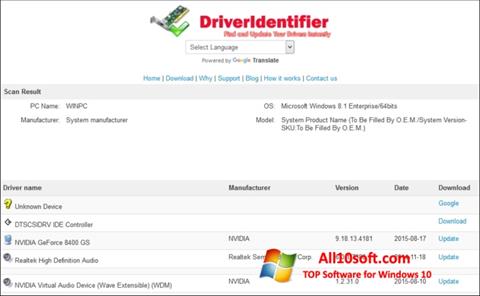 Képernyőkép Driver Identifier Windows 10