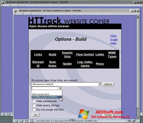 Képernyőkép HTTrack Website Copier Windows 10
