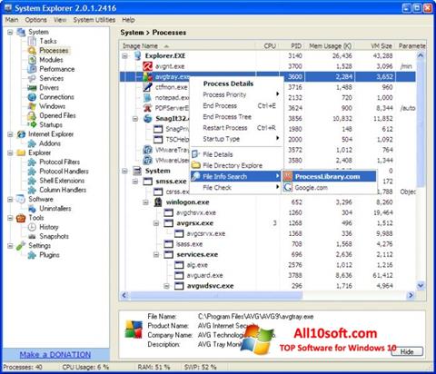 Képernyőkép System Explorer Windows 10