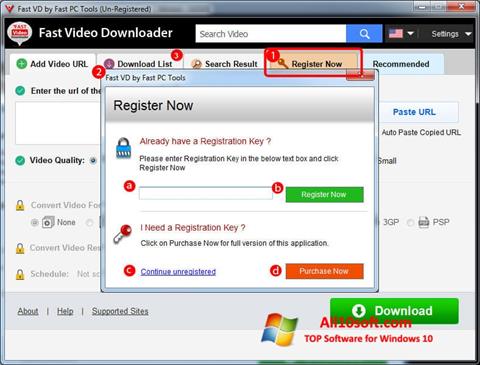 Képernyőkép Fast Video Downloader Windows 10