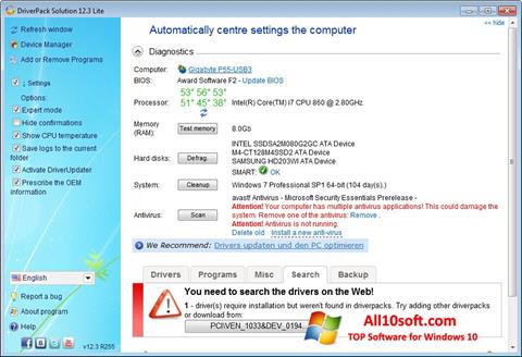 Képernyőkép DriverPack Solution Lite Windows 10