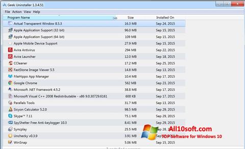 Képernyőkép Geek Uninstaller Windows 10