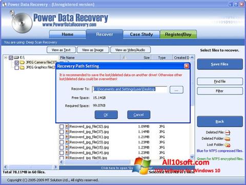 Képernyőkép Power Data Recovery Windows 10
