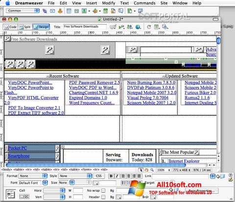 Képernyőkép Macromedia Dreamweaver Windows 10