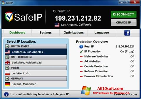 Képernyőkép SafeIP Windows 10