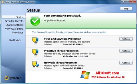 Képernyőkép Symantec Endpoint Protection Windows 10