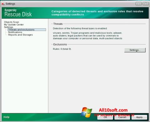 Képernyőkép Kaspersky Rescue Disk Windows 10