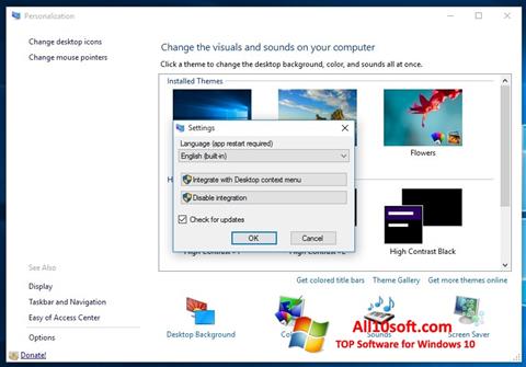 Képernyőkép Personalization Panel Windows 10