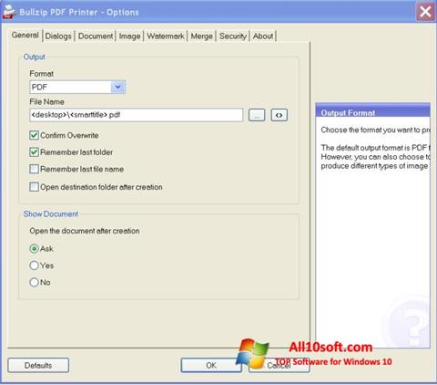Képernyőkép BullZip PDF Printer Windows 10